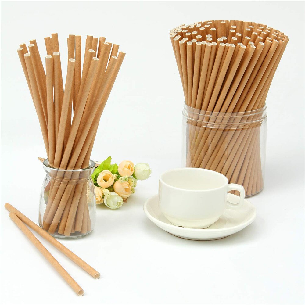 50pcs/set Disposable Paper Straws for Baby Shower Wedding Party Birthday Party Decoration Supplies Vintage Drinking Straws
