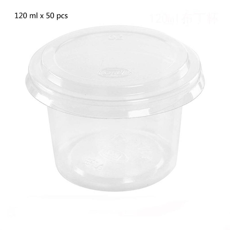 50Pcs Disposable Cups Set Of 120ml Sauce Container Pot Jello Shot Cup Slime Storage With Lid For Ketchup 37MF