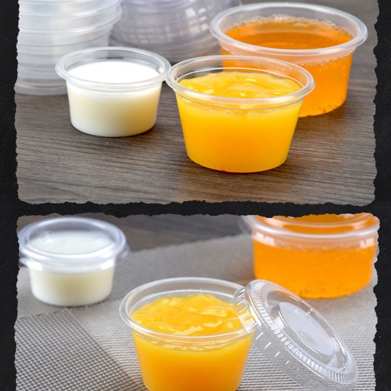 50Pcs Disposable Cups Set Of 120ml Sauce Container Pot Jello Shot Cup Slime Storage With Lid For Ketchup 37MF