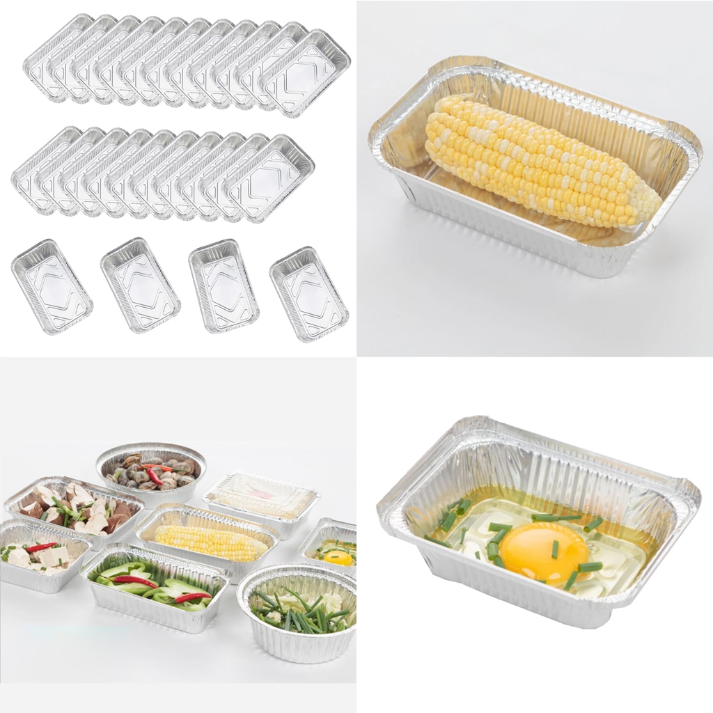 25x Disposable Tinfoil Baking Pan Takeaway Food Container BBQ Tray