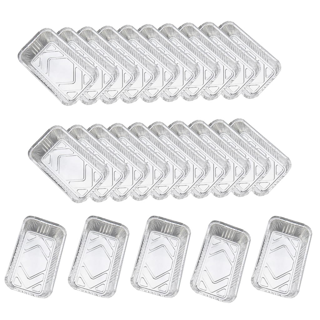 25x Disposable Tinfoil Baking Pan Takeaway Food Container BBQ Tray