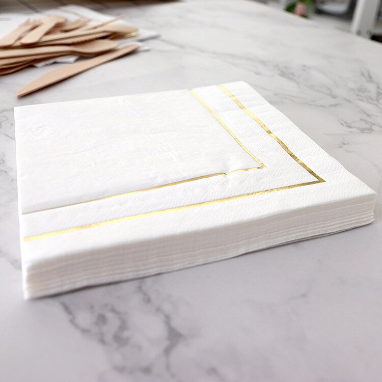 Paper Napkins with Gold Lining