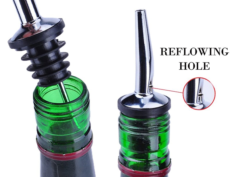 UPORS 3Pcs/Set Wine Pourer Stainless Steel Wine Bottle Pourer Food Grade Oil Corks Bartender Tools Bar Jigger Wine Accessories